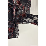 WHBM Black Floral Velvet Burnout Cold Shoulder Ruffle Photo 2