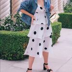 O.P.T. White and‎ Black Polka Dot Tiered Midi Dress Photo 3