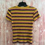 No Boundaries Juniors Mustard Yellow Ribbed Short Sleeve Striped Scoop Neck Top Photo 8