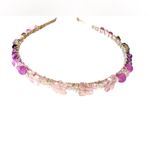 Hand Wired Headband with Crystal Butterflies, Glass Beads and Crystal Rondelles Pink Photo 1
