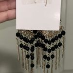 Black and Gold Dangly Sparkle Statement Earrings Photo 1