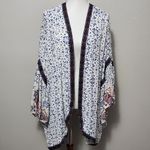 New Directions Blue & White Floral Lantern Sleeve Curvy Kimono Plus Size Size undefined Photo 1