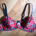 Spirit  Halloween M Scottie Girl Crested Red Plaid Underwire Bra Costume Photo 0