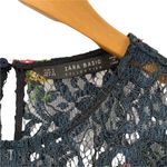 ZARA Romantic  Black Floral Embroidered Lace Bell Sleeve Dress Size Small Boho Photo 4