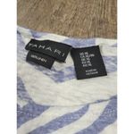 Tahari  Blue White 100% Linen V-Neck Short Sleeve Hi-Low Hem Tunic Top Large Photo 1