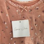 Gypsy & Jade Cropped Peach Ditsy Floral Tank Top Lace Trim Coquette Soft Girl Orange Photo 2