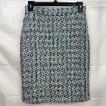 Gracia NEW women's tweed knit turquoise multicolor lined zip pencil skirt medium Photo 0