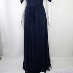 AQUA NEW  Off-the-shoulder center notch‎ Chiffon Gown In Navy, size 2 Photo 6