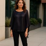 Badgley Mischka American Glamour by Black Long Sleeve Embellished Top SMALL Photo 1