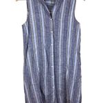Beach Lunch Lounge Oxford Brynn Shirt Dress Blue Stripe Linen Size XS Travel Photo 1