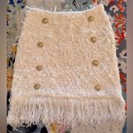 LOUISE JAMES XS Elegant Cream Top and Skirt Set Fringe Detail Tweed Gold Photo 2