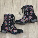 Iron fist  Sugar Hiccups Sequin Skull Combat Boots sz 5 Photo 4