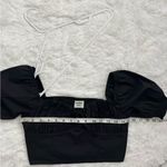 Aritzia TNA Smocked Puff Sleeve Cottagecore Crop Top Black Photo 6