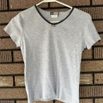 Knit Works Vintage Gray Ribbed Baby Tee Y2K Minimalist Style Medium Photo 0
