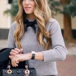 J.Crew  Gray Sweater Black Bow Detail Classic Coquette Soft Classic Pullover Small Photo 4