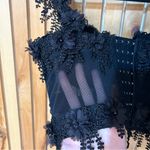 Floral Butterfly Applique Crop Tank Top Dark Romantic Whimsigoth Witchy Fairy Black Photo 7