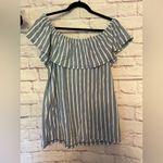 Old Navy  Blue and White Striped Off the Shoulder Shirt Size L Photo 1