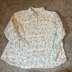 Croft & Barrow  Womens XL Button Up Shirt Long Sleeve Birds Floral Print White Photo 0