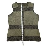 Boho Olive Green Crochet Leather Vest Photo 3