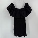 Solid & Striped Revolve Dress  Smocked Ruffle‎ Black Poplin size small Photo 8