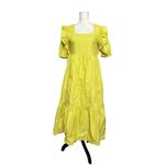 English Factory Puff Short Sleeve Midi Dress Square Neck Ruffle Smocked Detail S Photo 2