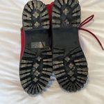 Rouge size 6 red velvet side zip lace front lug sole comfy ankle boots EUC Photo 7