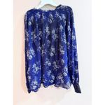 Ralph Lauren Polo Womens Blue Floral Smocked V Neck Long Sleeve Blouse XXL Photo 5