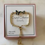 NWT 14k Gold Plated Crystal Butterfly Mommy & Me Adjustable Bracelet Photo 0
