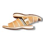 Clarks  Canvas Tan And White Hook And Loop Stripe Slide Women's Size 9M Slip On Photo 5