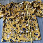 Mello Day Shirt Womens Medium Floral Ruffled Long Sleeve Yellow Photo 5
