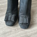 Black Suede Bowtie Toe Booties Size 8.5 Photo 4