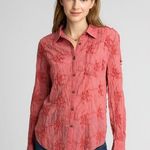 Aratta Silent Journey Blouse Long Sleeve Embroidered Anthropologie XS New Coral Red Photo 0