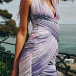 ZARA NWT DRAPED PRINTED TULLE halter deep V-neckline Ruched mini DRESS XL Photo 3