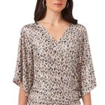 MSK V Neck Foil Knit Faux Wrap top size small Gray Photo 6