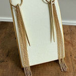Gold Tone Statement Dangle Chain Earrings 6” Gold Photo 0