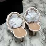 Coach  Mollie leather Sandals braided Kitten Heel size 9.5 color chalk Classic Photo 3