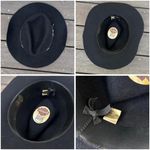 Vintage Black Wool Harley Davidson Cowboy Hat w/ Leather Strap Silver Buckle USA Photo 6
