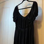 Blush Puff Sleeve Smocked Waist Maxi Dress Square Neck Tie Front Ruffle Hem XL Black Photo 4