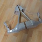 Free People  Marigold Sandal Ankle Block Heel Suede Leather Shimmer 38 (US 8) Photo 2