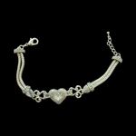 Lia Sophia  Love Dust Bracelet Pave Crystal Heart Silver Tone Braided Chain Photo 2