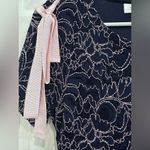 Motherhood Maternity  Women's M Midi Gender Reveal Dress Navy Light Pink Lace Photo 4