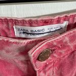 ZARA Pink Acid Wash Frayed Hem Denim Mini Skirt Size Small Photo 3