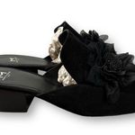 Marc Fisher Black Suede Mules 10 Gothic Tulle Rosette Bow Embellished Edwardian Photo 2