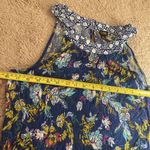 Lee Womens XL Tank Top Sleeveless Floral Blue Round Neck Photo 9