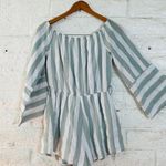 Trac Sexy Off Shoulder Romper Striped Button Dressy has no belt size M Photo 9