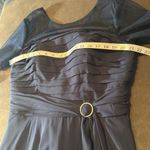 Women’s Navy Blue Pleated Chiffon Formal Dress Corset Back Sheer Sleeve Size 16W Photo 10