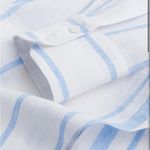 H&M LONG LINEN STRIPED SHIRT DRESS BUTTON DOWN BLUE WHITE LONG SLEEVES SZ LARGE Photo 3