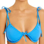 Charlie Holiday  Florence Underwire Bikini Top Tie Straps Blue M Photo 0