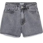 We Wore What  The Boyfriend Denim Shorts in Washed Gray Photo 3