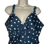 MiracleSuit Tankini Top Underwire 40D Blue White Polka Dot Equinox Plunge Swim Photo 2